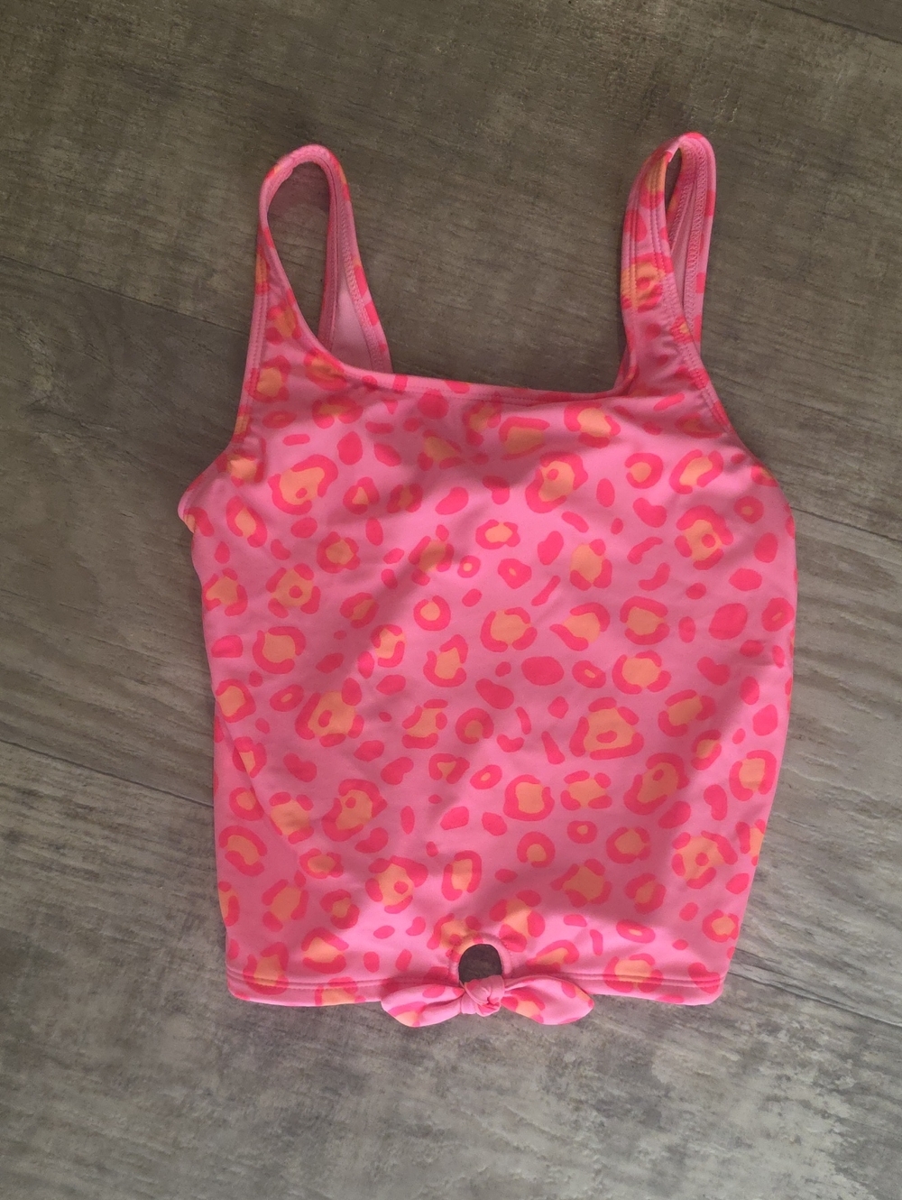 Girls' Pink Leopard Print Tank Top with Knot